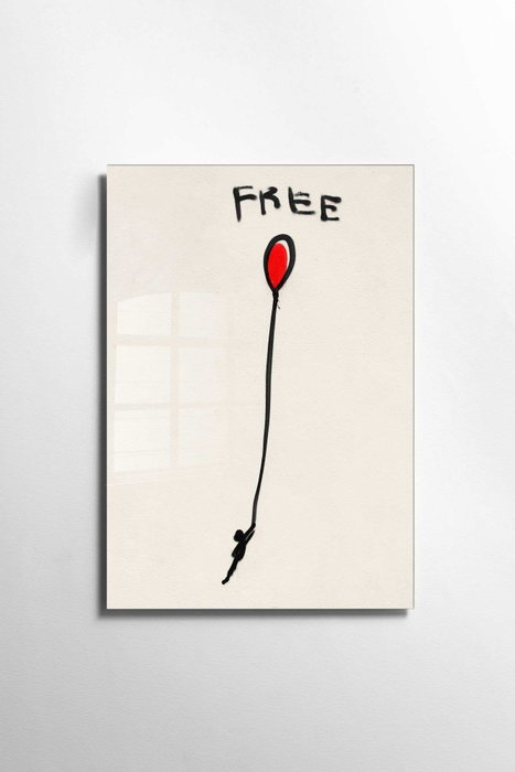 Wallity Cuadro Decorativo de Vidrio Templado Banksy Multicolor 50 x 70 cm